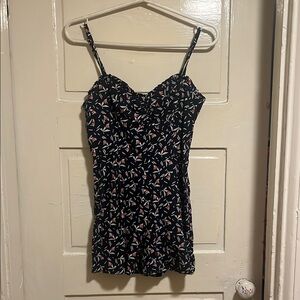 Jack Wills Navy and White Fitted Vintage Style Romper